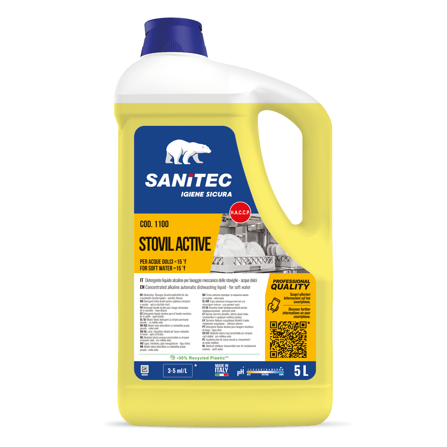 Čistilo za strojno pomivanje posode Sanitec Stovil Active 5 L Čistilo za strojno pomivanje posode Sanitec Stovil Active 5 L