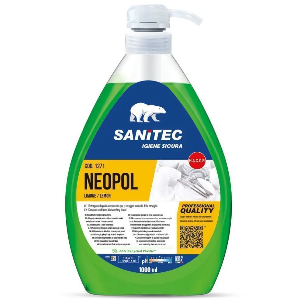 Čistilo-za-ročno-pomivanje-Sanitec-Neopol-Limone-1000ml Čistilo za ročno pomivanje posode Sanitec Neopol 1000ml