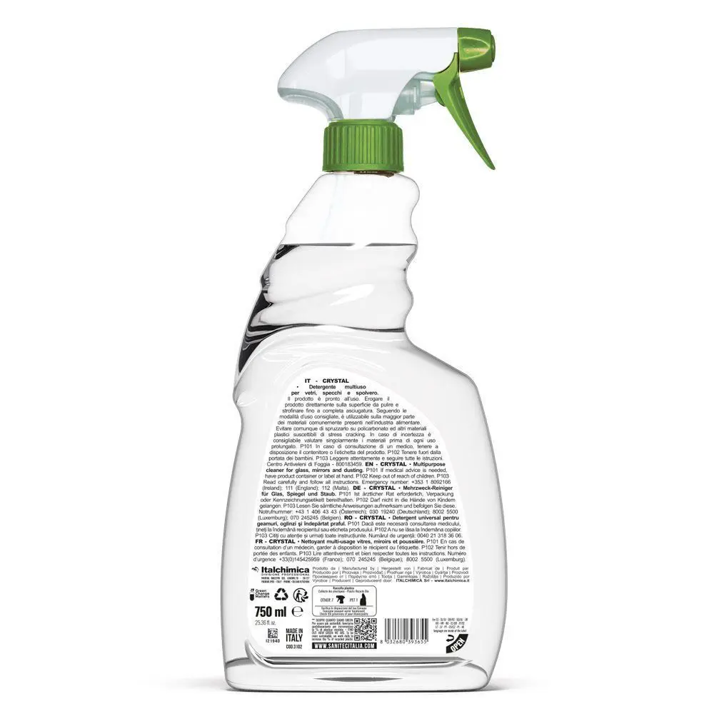 Ekolosko-cistilo-za-steklo-Sanitec-Crystal-Green-Power-750-ml-Okolju-prijazno-Ecolabel Ekološko čistilo za steklo Sanitec Crystal Green Power 750ml