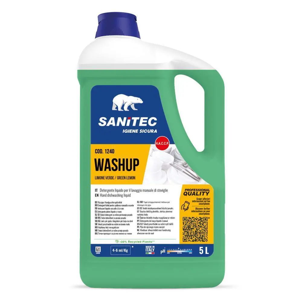 Detergent za posodo Sanitec Washup Limone Verde 5L Detergent za posodo Sanitec Washup Limone Verde 5L