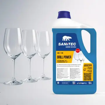 Izpiralno sredstvo za pomivalni stroj Sanitec Brill Power 5L za kozarce