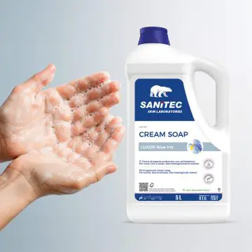 Tekoče milo za roke Sanitec Cream Soap Luxor blue iris kremno 5L