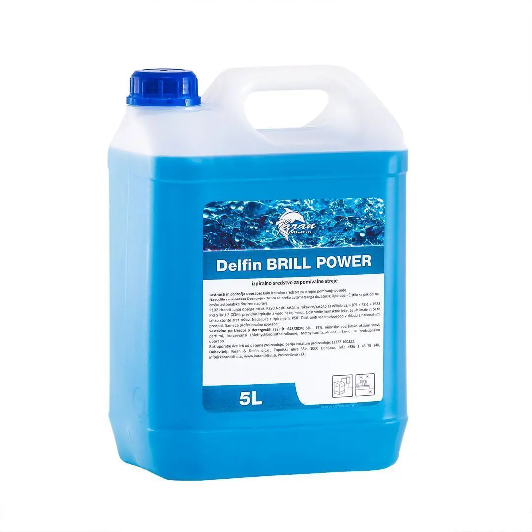 Izpiralno sredstvo za kozarce Delfin Brill Power 5L sredstvo za sijaj Izpiralno sredstvo za kozarce Delfin Brill Power 5L sredstvo za sijaj