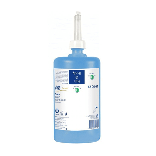 Tekoče milo Tork Hair & Body Liquid Soap S1, kartuša 420601 1000ml Tekoče milo Tork Hair & Body Liquid Soap S1, kartuša 420601 1000ml