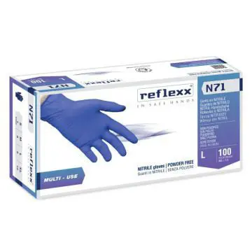 Rokavice nitril Reflexx N71, hipoalergenske, brez pudra, modre 100kos