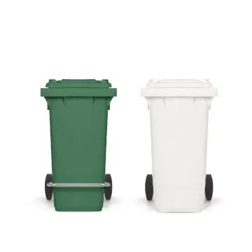 Koš za smeti s kolesi in pedalko TTS 120L zunanji smetnjak beli zeleni