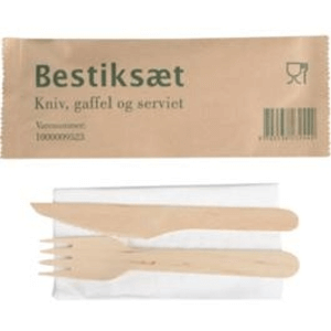 Leseni pribor (vilica, nož, serviet)