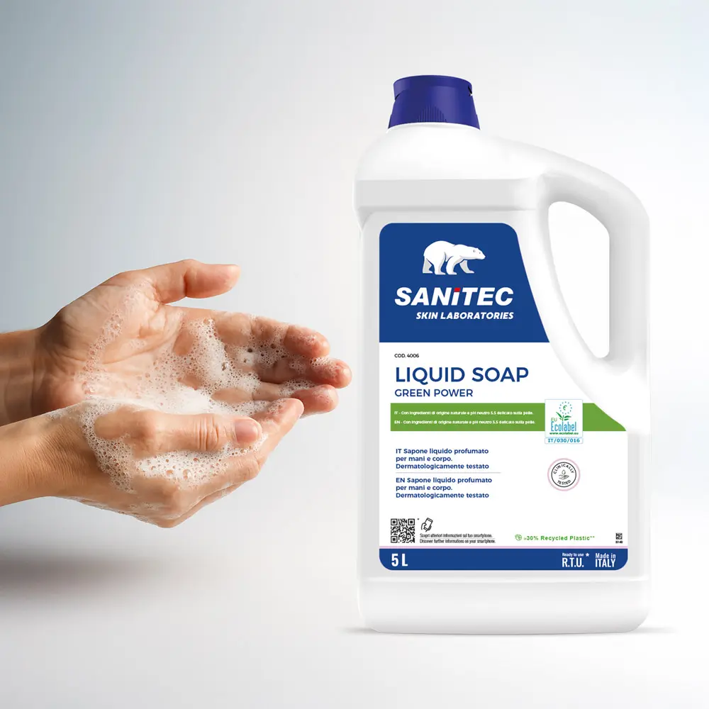 Ekološko tekoče milo za roke Sanitec Liquid Soap Green Power 5L ecolabel Ekološko tekoče milo za roke Sanitec Liquid Soap Green Power 5L ecolabel