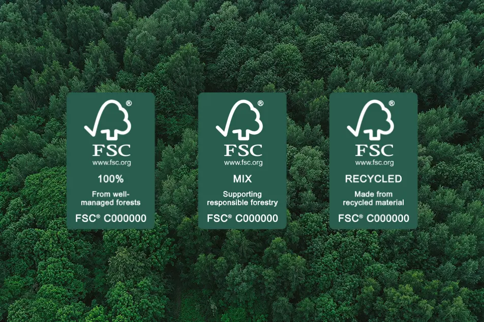 Obstajajo tri različne oznake FSC - FSC 100% FSC MIX FSC RECYCLED