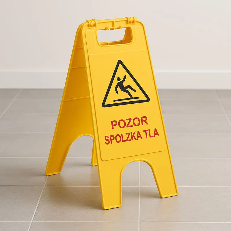 Opozorilna tabla Pozor spolzka tla TTS v slovenščini Opozorilna tabla Pozor spolzka tla TTS v slovenščini