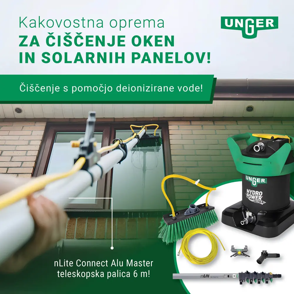 Komplet za čiščenje stekel Unger HydroPower Ultra Starter Kit Alu teleskopska palica Komplet za čiščenje stekel Unger HydroPower Ultra Starter Kit Alu teleskopska palica