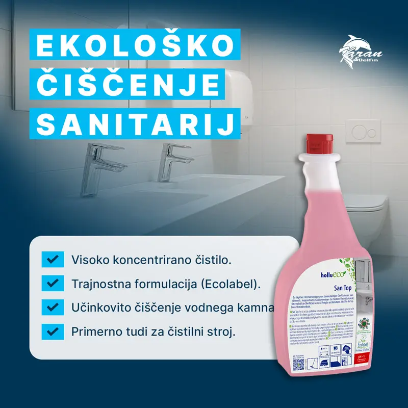 Ekološko čistilo za vodni kamen Hollu San Top 1L ecolabel Ekološko čistilo za vodni kamen Hollu San Top 1L ecolabel