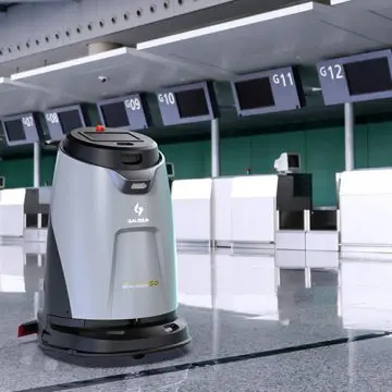 Robotski čistilni stroj Gausium Scrubber 50 letališče