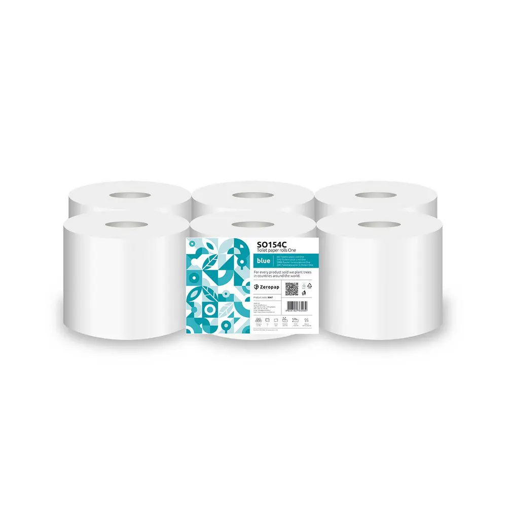Toaletni papir centralni izvlek Zeropap Blue SO154C One – 6 dvoslojnih rol v pakiranju, premer 200 mm, širina 134 mm, 154 m navitja, kompatibilno s Tork SmartOne Toaletni papir centralni izvlek Zeropap Blue SO154C One – 6 dvoslojnih rol v pakiranju, premer 200 mm, širina 134 mm, 154 m navitja, kompatibilno s Tork SmartOne