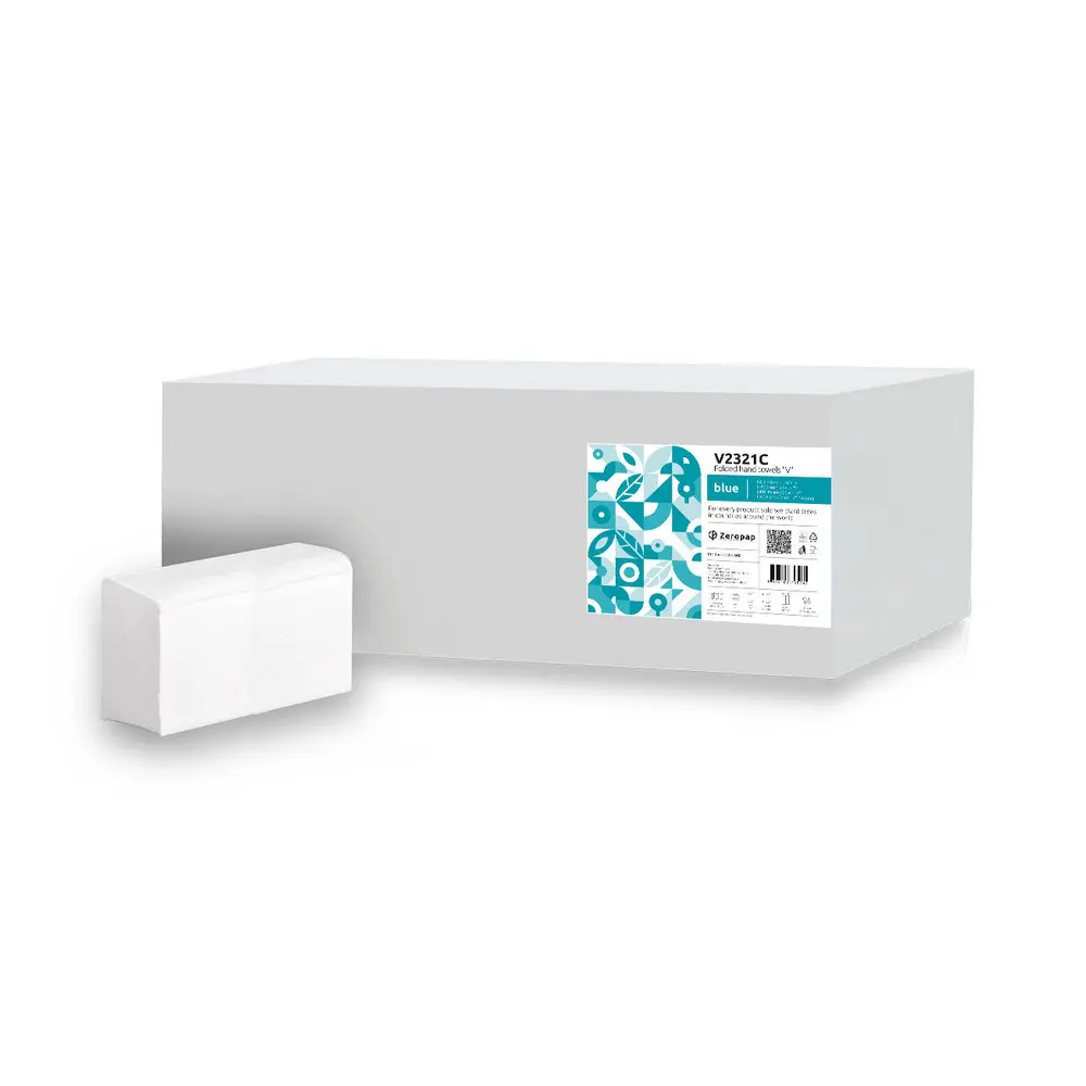 Papirnate brisače zloženke Zeropap Blue V2321C – V-zloženi dvoslojni 4000 kos 23x21cm Papirnate brisače zloženke Zeropap Blue V2321C – V-zloženi dvoslojni 4000 kos 23x21cm