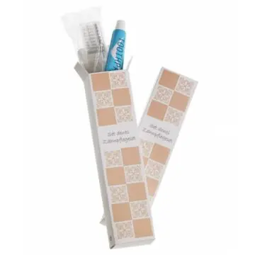 Hotelski set za ustno higieno Acanto – zobna ščetka in zobna pasta v kartonski embalaži, pakiranje 100 kosov za hotele in apartmaje