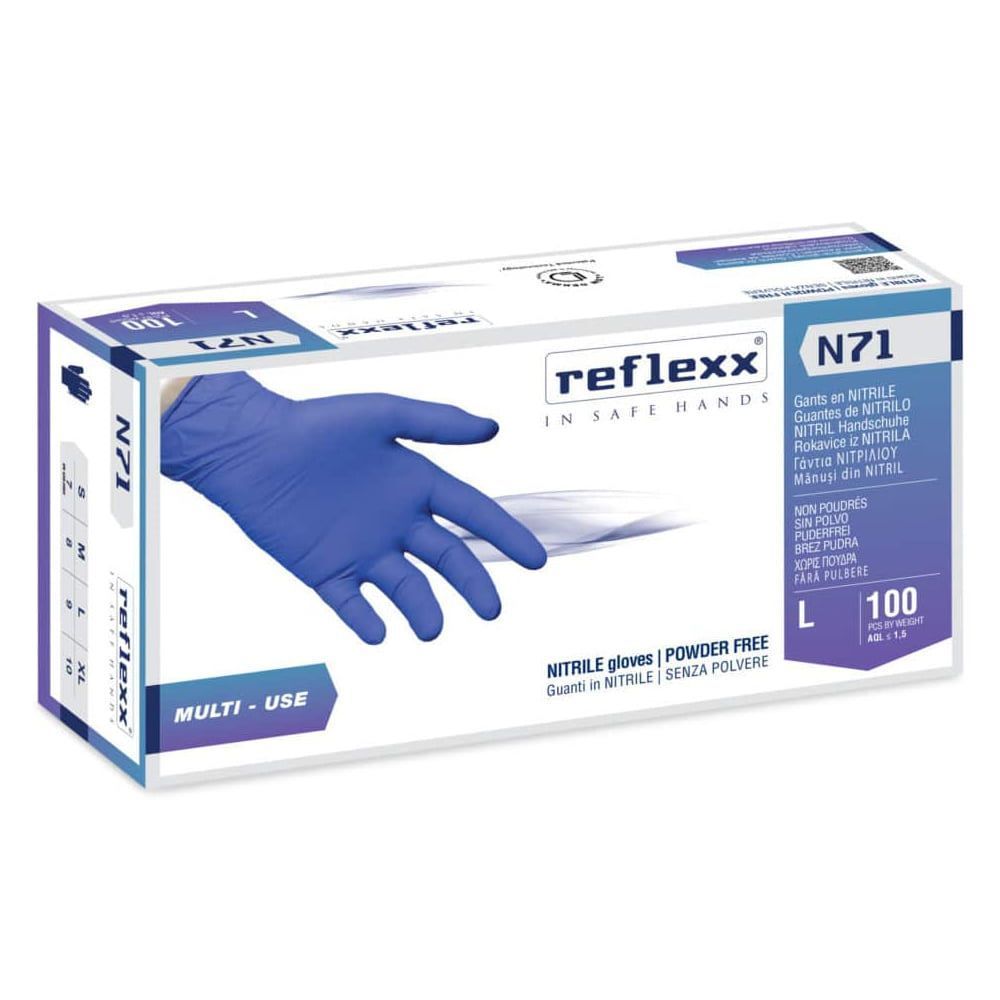 Rokavice nitril Reflexx N71, hipoalergenske, brez pudra, modre