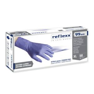 Rokavice nitril Reflexx 99, debele, brez pudra, modre 50 kos