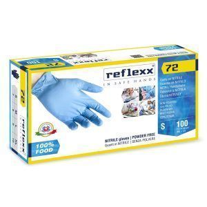 Rokavice nitril Reflexx 72 FOOD, za stik z živili, brez pudra, modre 100 kos