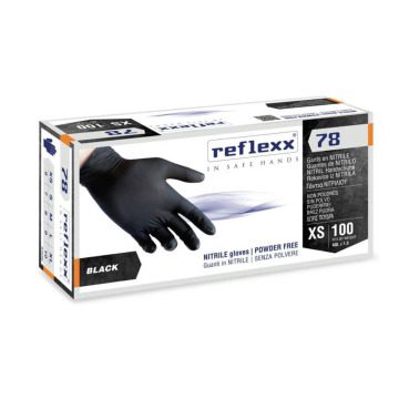 Rokavice nitril Reflexx 78, brez pudra, črne 100kos