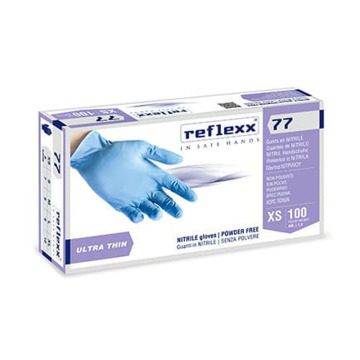 Rokavice nitril Reflexx 77, tanke, brez pudra, modre 100kos