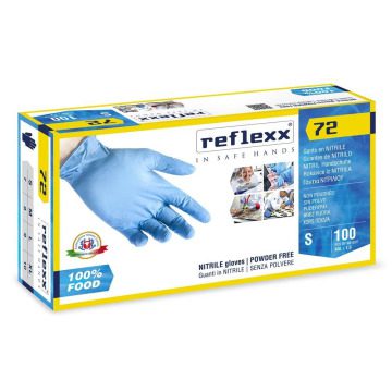 Rokavice za kuharje nitril Reflexx 72 FOOD, za stik z živili, modre