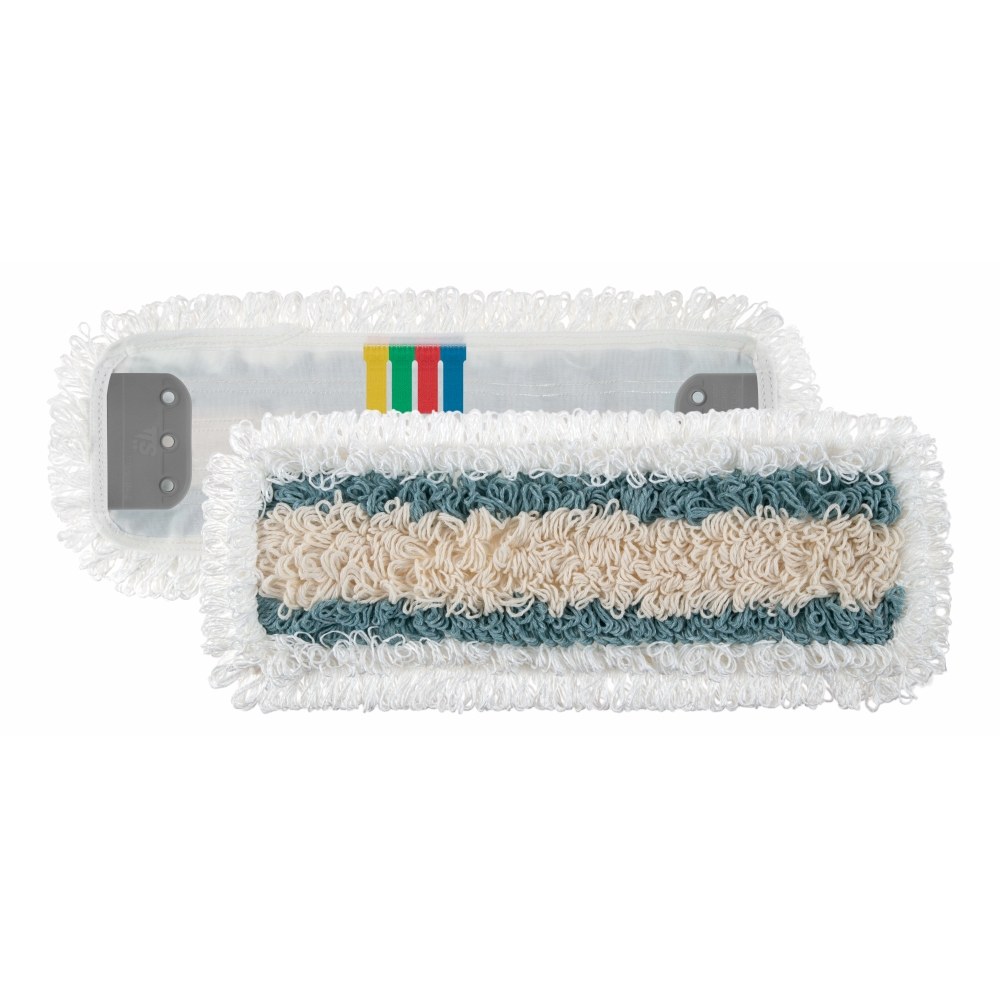 Krpa za tla TTS Wet System Tris flat mop – mikrovlakna, bombaž, poliester, dimenzije 40 × 14 cm, zankasta struktura Krpa za tla TTS Wet System Tris flat mop – mikrovlakna, bombaž, poliester, dimenzije 40 × 14 cm, zankasta struktura