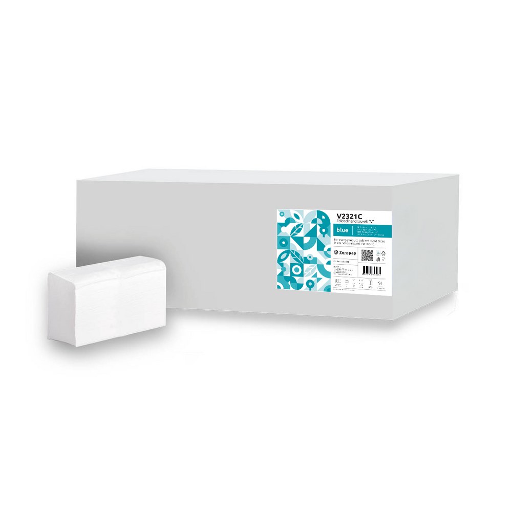 Papirnate brisače zloženke Zeropap Blue V2321C – V-zloženi dvoslojni 4000 kos 23x21cm Papirnate brisače zloženke Zeropap Blue V2321C – V-zloženi dvoslojni 4000 kos 23x21cm