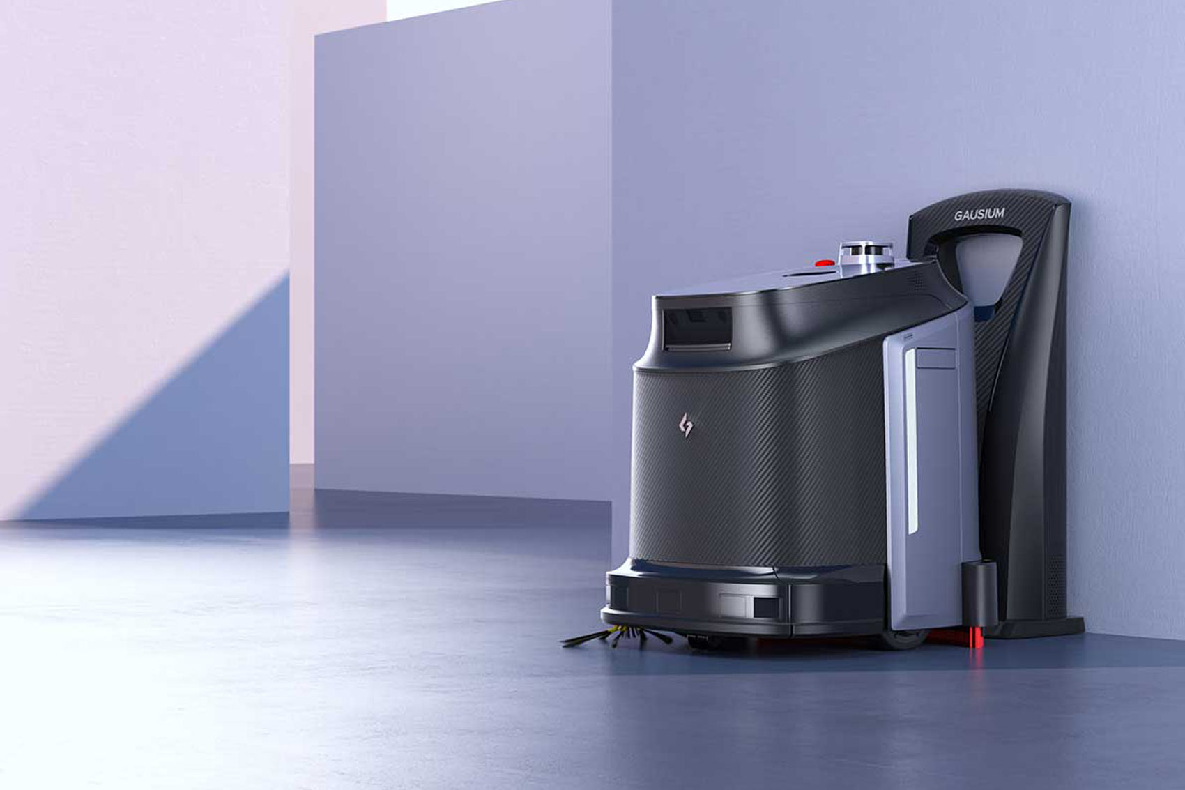 Robotski čistilni stroj Gausium Phantas na polnilnici